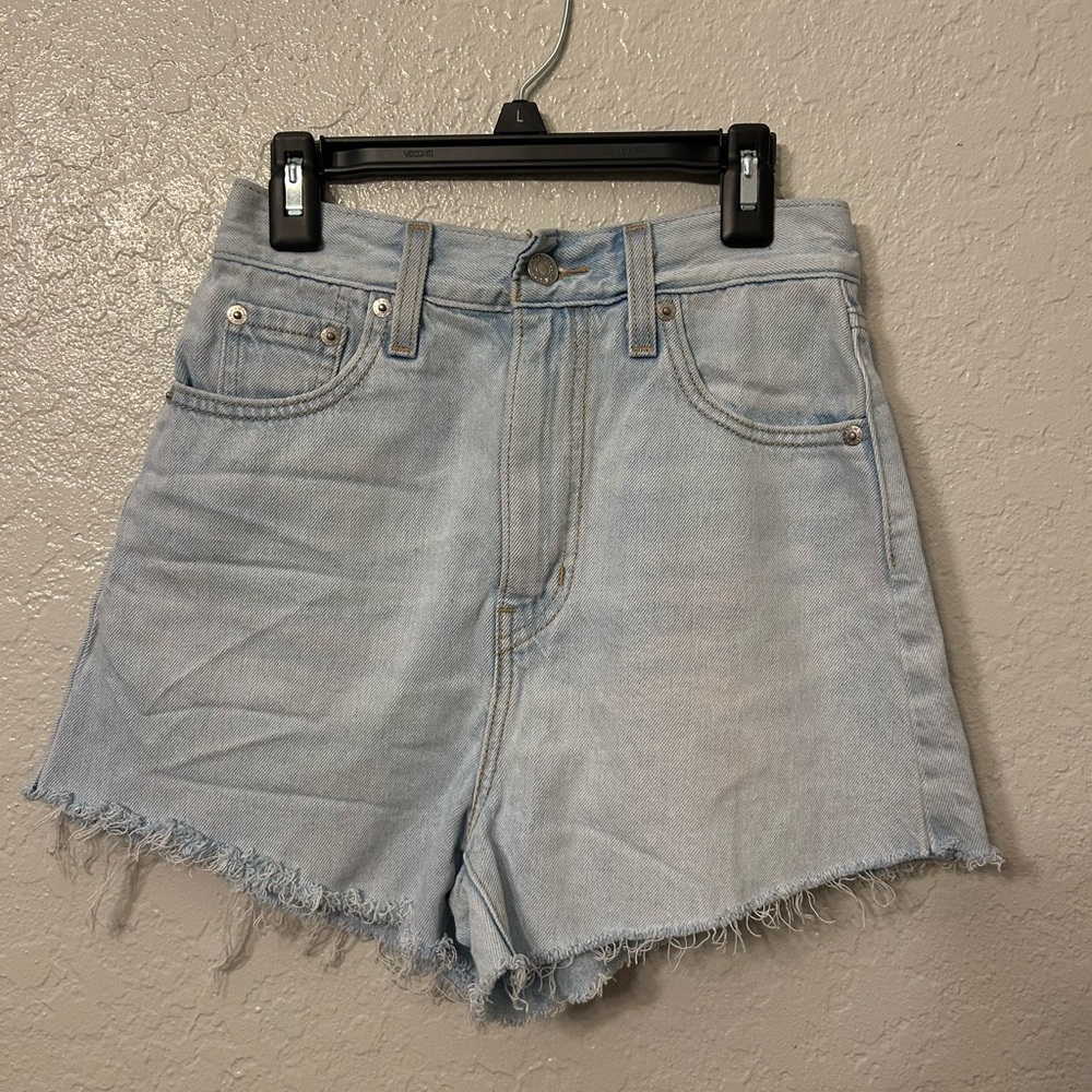 Levi's Light Blue Frayed Hem Denim Shorts size 23